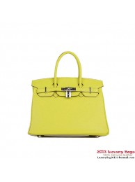 Hermes Birkin 30CM Tote Bags Lemon Clemence Leather Silver Tl1875ki86