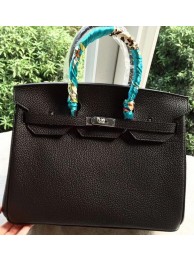 Hermes Birkin 35CM Tote Bag Black Litchi Leather BK35 Silver Tl1113UE80