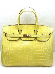 Hermes Birkin 35CM Tote Bag Croco Leather H35CO Yellow Tl1131Cw85