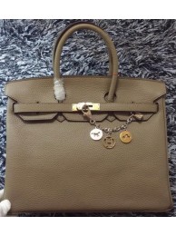 Hermes Birkin 35CM Tote Bag Litchi Leather HB35GL Grey Tl1196OG45