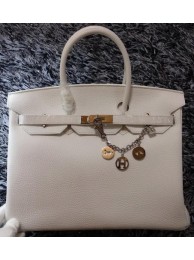 Hermes Birkin 35CM Tote Bag Litchi Leather HB35GL White Tl1200oJ62