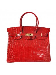 Hermes Birkin 35CM Tote Bag Red Iridescent Croco Leather Gold Tl1617UF26