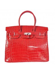 Hermes Birkin 35CM Tote Bag Red Iridescent Croco Leather Silver Tl1616vm49
