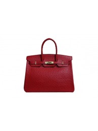 Hermes Birkin 35CM Tote Bag Red Ostrich Leather BK35 Gold Tl1792np57