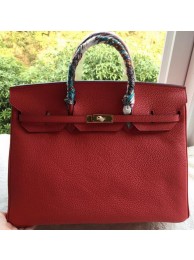 Hermes Birkin 40CM Bag Red Litchi Leather BK40 Gold Tl1115KX86