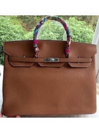 Hermes Birkin 40CM Bag Wheat Litchi Leather BK40 Silver Tl1116Gp37