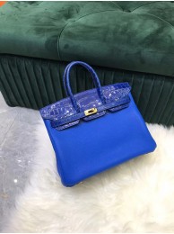 Hermes Birkin Bag Original Leather crocodile togo HBK2530 Electro optic blue Tl486xa43