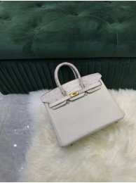 Hermes Birkin Bag Original Leather crocodile togo HBK2530 light grey&white Tl489yC28