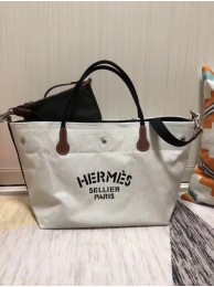 Hermes Canvas Shopping Bag H0734 white Tl734cf57