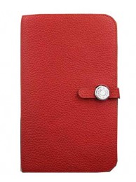 Hermes Compact Passport Holder Original Leather Wallet Red Tl2173io33