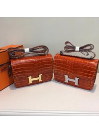 Hermes Constance Bag Croco Leather H9978C Orange Tl878sY95