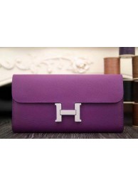 Hermes Constance Long Wallets Original Leather HA909 Purple Wallets Tl2128iZ66