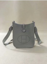 Hermes Evelyne original togo leather mini Shoulder Bag H15698 light grey Tl461DO87