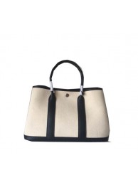 Hermes Garden Party 30CM Bag Canvas Leather H11S Black&White Tl1500hT91