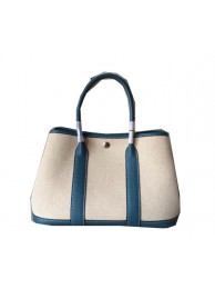 Hermes Garden Party 30CM Bag Canvas Leather H11S Blue Tl1492Yf79