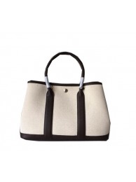 Hermes Garden Party 30CM Bag Canvas Leather H11S Brown Tl1498Pu45