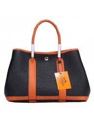 Hermes Garden Party 30cm Tote Bags Grainy Leather Black&Orange Tl1351CI68