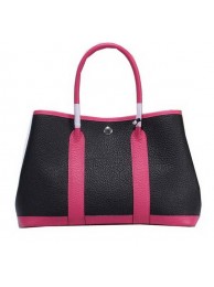 Hermes Garden Party 30cm Tote Bags Grainy Leather Black&Rose Tl1348AM45