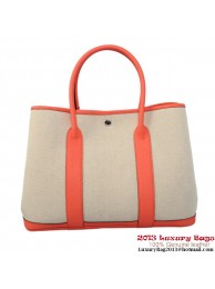 Hermes Garden Party 36CM Bag Canvas Leather A1288 Light Red Tl1866CC86