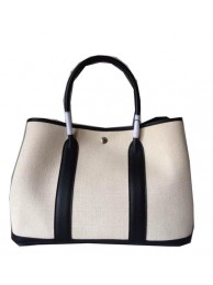 Hermes Garden Party 36CM Bag Canvas Leather H11M Black&White Tl1511RX32