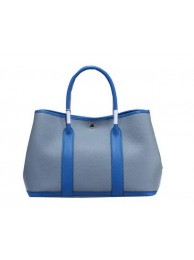 Hermes Garden Party 36cm Tote Bag Grainy Leather SkyBlue&Blue Tl1357Lo54