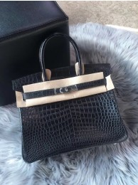 Hermes genuine 100% crocodile leather handmade birkin bag BK350 BLACK Tl713io33