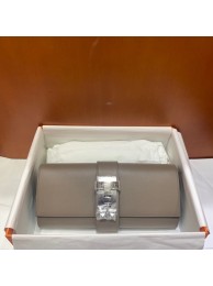 Hermes H Medor swift Leather Clutch 37566 gray&Silver hardware Tl127gN72