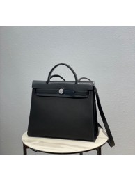 Hermes Herbag 31CM Original Canvas Leather & Calfskin 48887 black Tl120aj95