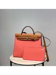 Hermes Herbag 31CM Original Canvas Leather & Calfskin 48887 pink&brown Tl121xa43