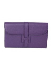 Hermes Jige Clutch Bag Calfskin Leather HQ864 Purple Tl1439Xp72