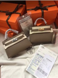 Hermes Kelly 19cm Shoulder Bags Epsom Leather KL19 dark grey Tl425fr81