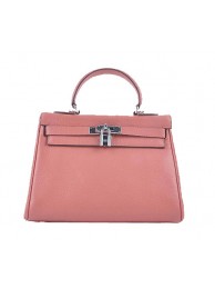 Hermes Kelly 28cm Shoulder Bags Light Pink Grainy Leather Silver Tl1566De45