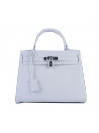 Hermes Kelly 28cm Shoulder Bags White Grainy Leather Silver Tl1578Mc61