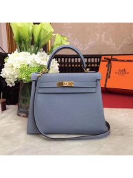 Hermes Kelly 32cm Shoulder Bag TOGO Leather KY32 Light Blue Tl883Pf97