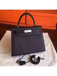 Hermes Kelly 32cm Shoulder Bags Original espom leather black Tl854yC28