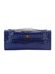 Hermes Kelly Clutch Bag Croco Leather K1002 Blue Tl1470lk46