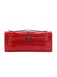 Hermes Kelly Clutch Bag Croco Leather K1002 Red Tl1474MB38