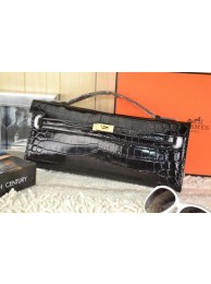 Hermes Kelly Clutch Bag Croco Leather K31 Black Tl1527uk46