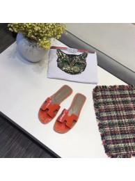 Hermes lady leather fashion Slipper HO808HMJ orange Tl3369Gw67