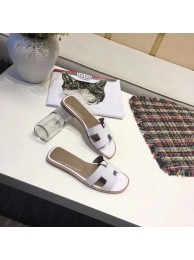 Hermes lady leather fashion Slipper HO808HMJ white Tl3373iv85