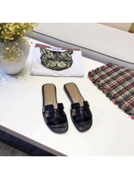 Hermes lady leather fashion Slipper HO811HMJ black Tl3359tg76