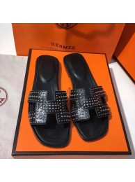 Hermes Leather Slipper HO781JYX Black Tl3377yk28