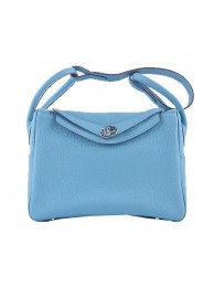 Hermes Lindy 30CM Grainy Leather Shoulder Bag H6207 Light Blue Tl1552yk28