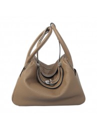 Hermes Lindy 30CM Grey Grainy Leather Havanne Shoulder Bag Tl1746ED90