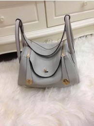 Hermes Lindy 30CM Grey Leather Shoulder Bag HLD30 Gold Tl1237bW68
