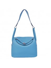 Hermes Lindy 30CM Havanne Handbags 1057 Light Blue Leather Silver Hardware Tl1946xa43