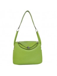 Hermes Lindy 30CM Havanne Handbags 1057 Light Green Leather Silver Hardware Tl1947yj81