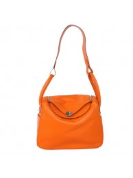 Hermes Lindy 30CM Havanne Handbags 1057 Orange Leather Silver Hardware Tl1951uT54