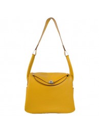 Hermes Lindy 30CM Havanne Handbags 1057 Yellow Leather Silver Hardware Tl1948Bw85