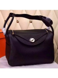 Hermes Lindy 30CM Leather Shoulder Bag H0881 Black Tl962aM39